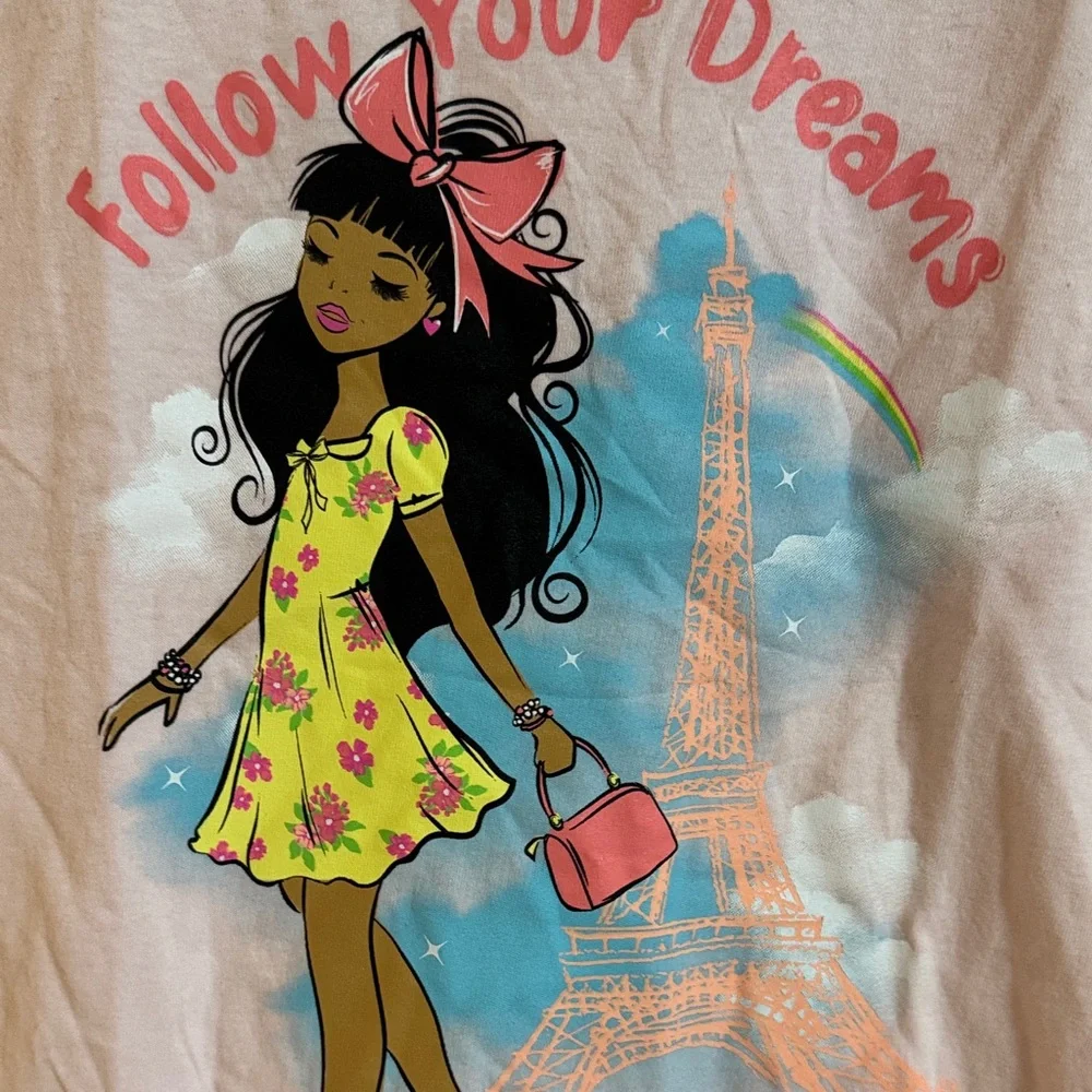Children's Place Pink 'Follow Your Dreams' Eiffel Tower Tee Kids M